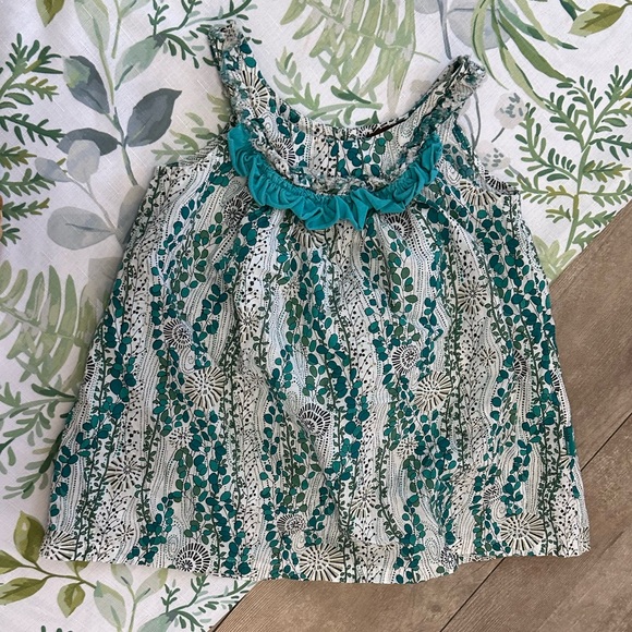 Rabbit Moon Other - Rabbit Moon Toddler Girl Bohemian Floral Print Ruffle Sleeveless Blouse 4T